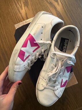 Golden Goose White and Pink superstar Sneakers size 38